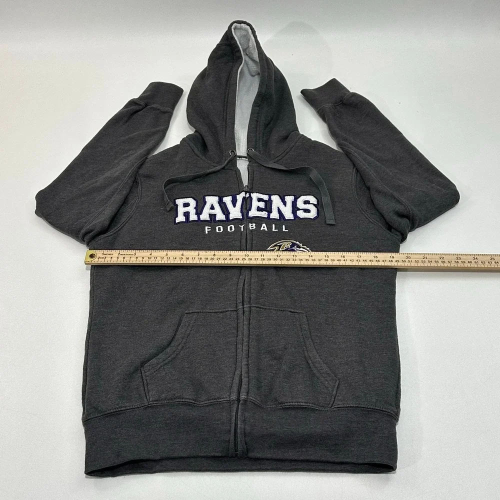 Baltimore Ravens Men's Hoodie Charcoal Full Zip Fleece Size M - Picture 3 of 5